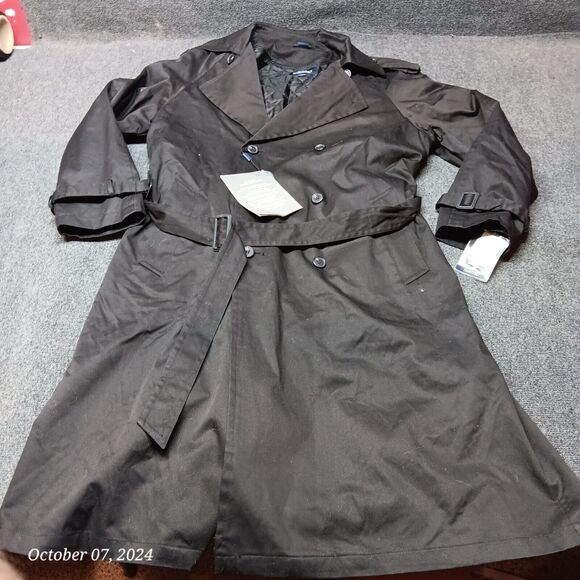 NWT VTG Stafford Camden All Weather Overcoat Men 42 Long‎ Black Zip Out - Picture 1 of 8